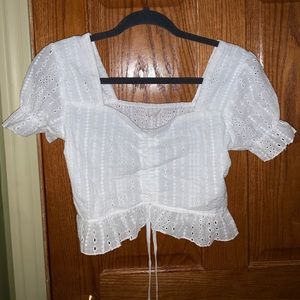 Drawstring V Neck Blouse